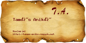 Tamás Anikó névjegykártya